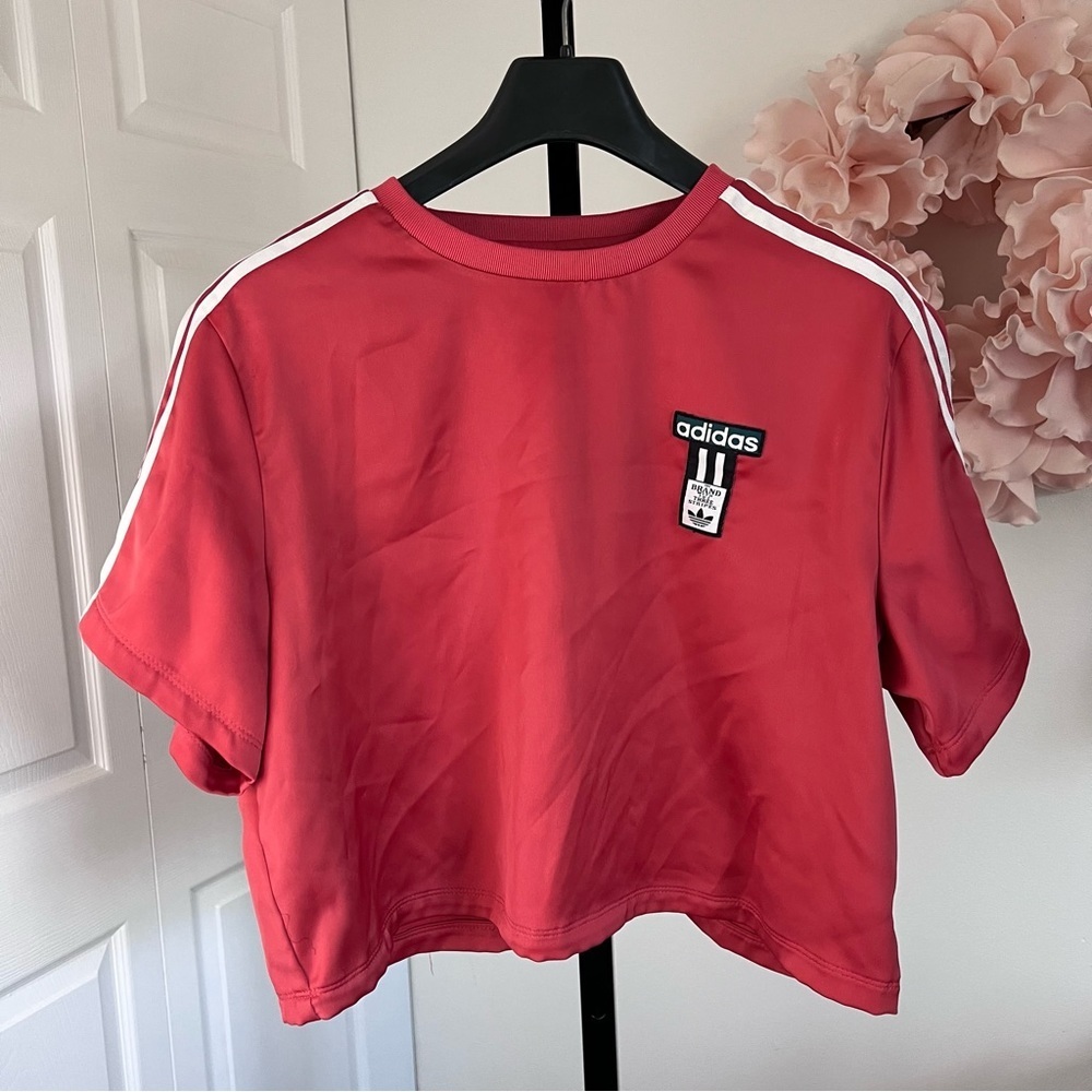 Adidas Power Cropped Tee - Orange Size Large